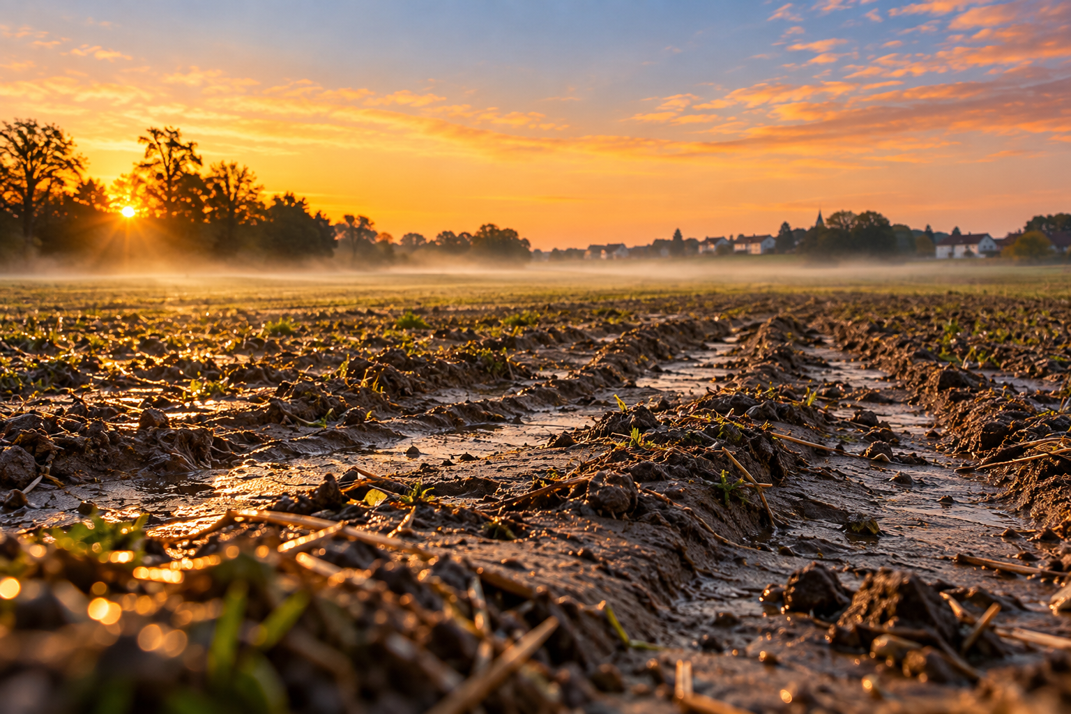 Water leaves the fields